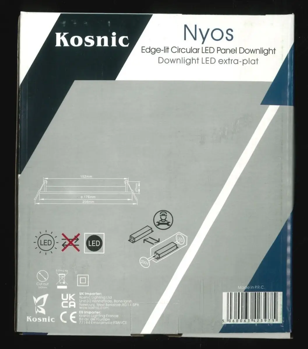 12W Kosnic Recessed Edge-Lit KPNLLS12CF-W30-WHT Circular LED Panel 3000K - image 3 | Free standard UK delivery included | Discount Quality Products