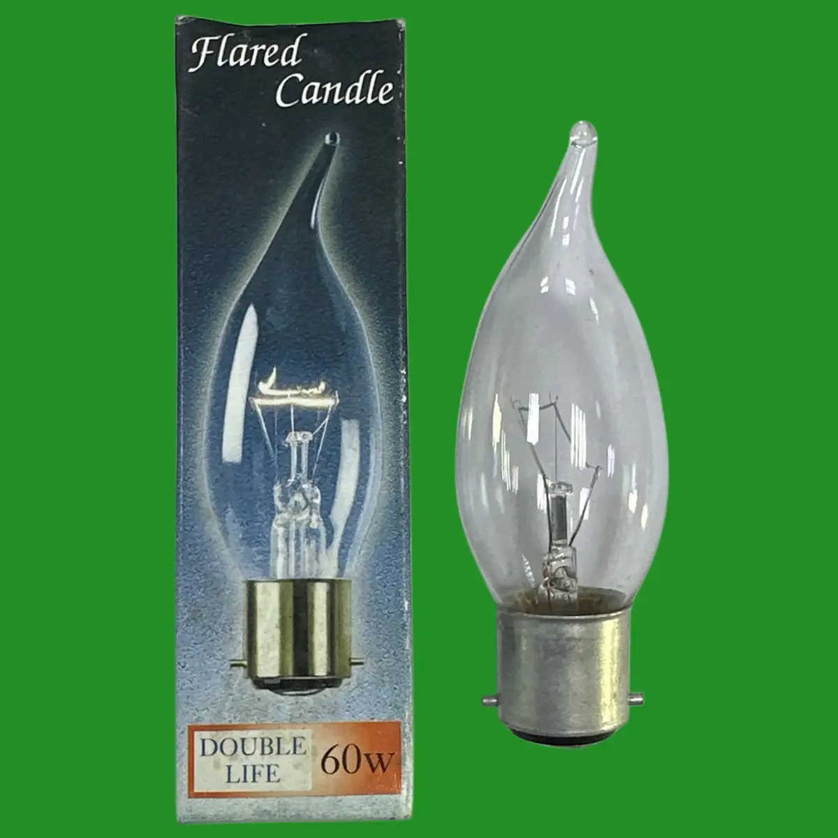 60W Crompton Clear Bent Tip Flared Candle Dimmable Light Bulbs, BC, B22 Bayonet
