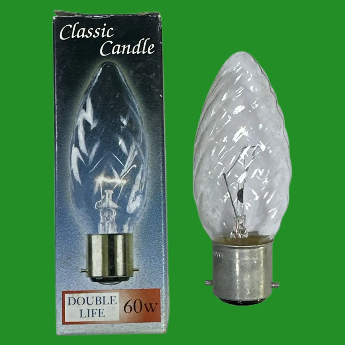 60W Crompon Dimmable Twisted Clear Candle Light Bulb, Bayonet BC B22 Lamps C35