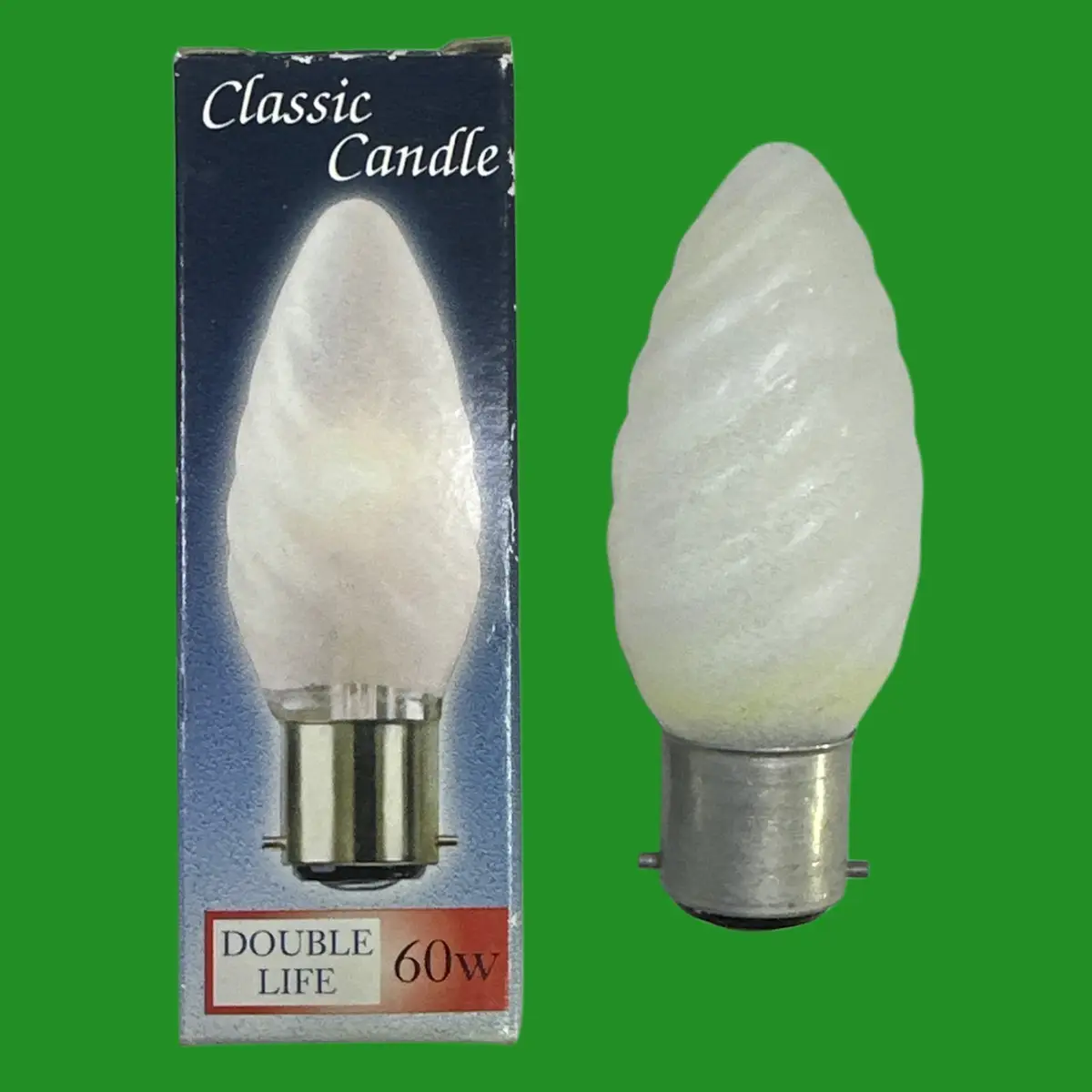 60W Crompon Dimmable Twisted Frosted Candle Light Bulb, Bayonet BC B22 Lamps C35