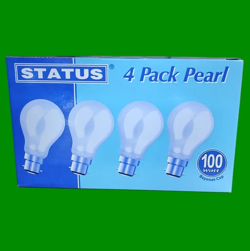 4x 100W GLS Incandescent Dimmable Standard Frosted Pearl BC B22 Light Bulb Lamp