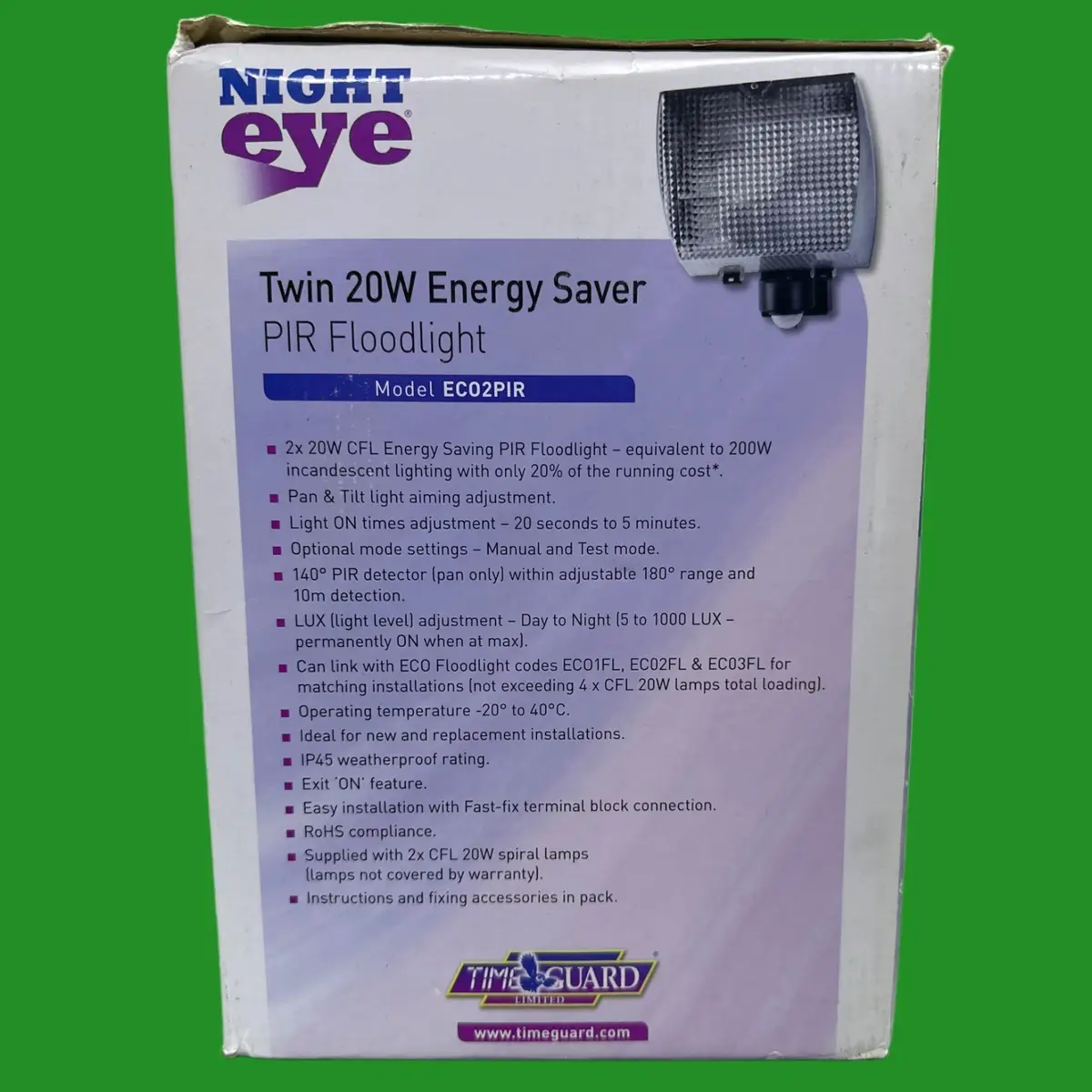 Timeguard Twin 20W CFL PIR Motion Sensor Floodlight Outdoor Security Lamp Light - image 4 | Free standard UK delivery included | Discount Quality Products