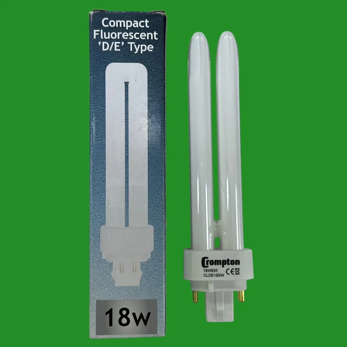 1x 18W Crompton Dimmable G24q-2, 4 pin 3500K Low Energy CFL PLC Light Bulb Lamp