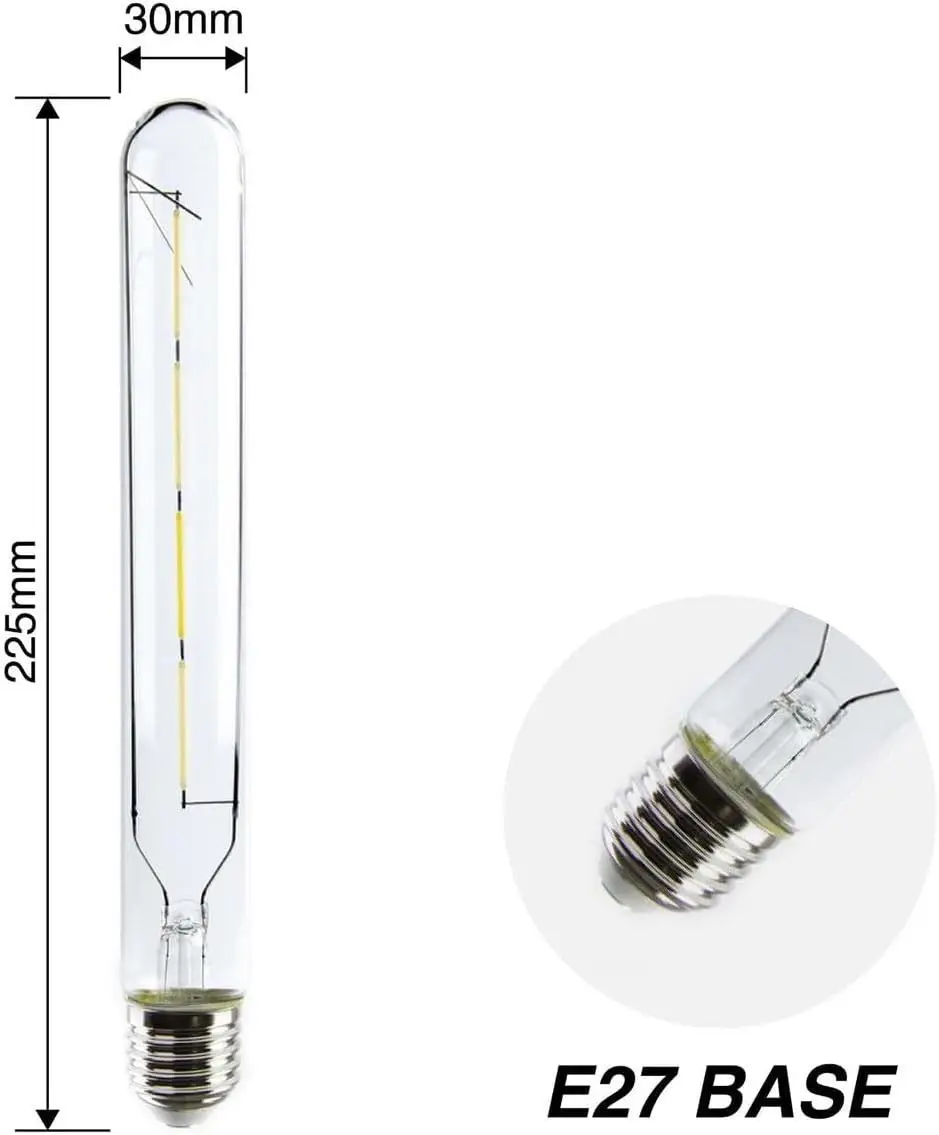 4W Vintage T30 Tube Clear LED Filament Light Bulb, ES E27, Antique Lamp 6500K - image 3 | Free standard UK delivery included | Discount Quality Products