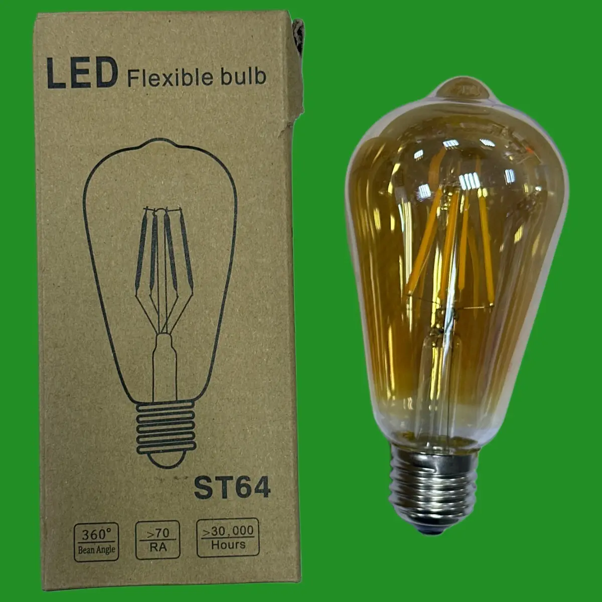 4W ST64 LED Filament Antique Amber Light Bulb, Edison Screw ES E27 Lamp