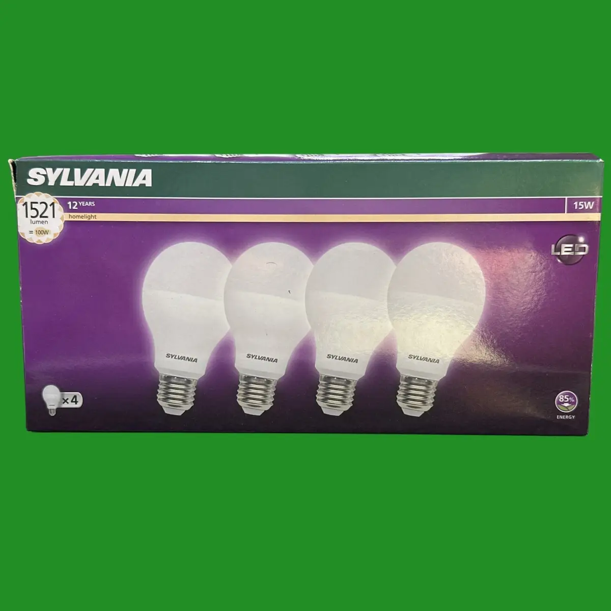 4x 15W (=100W) Sylvania LED GLS A65 Light Bulbs ES E27 Edison Screw 2700K Lamp