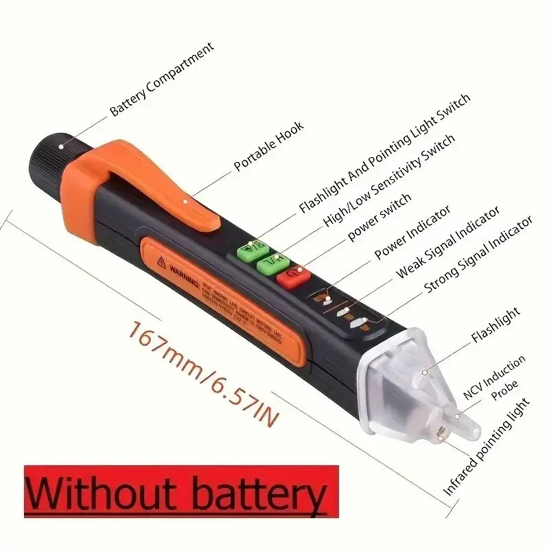 Non Contact Voltage Tester Pen AC Sensor Power Alert 12-1000V Electric Detector - image 3 | Free standard UK delivery included | Discount Quality Products