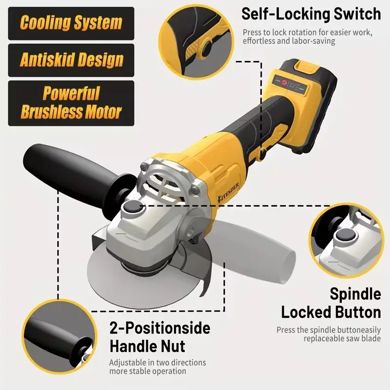 Cordless Brushless Angle Grinder 11000RPM Multi Tool Cutting Grinding Polishing - image 5 | Free standard UK delivery included | Discount Quality Products