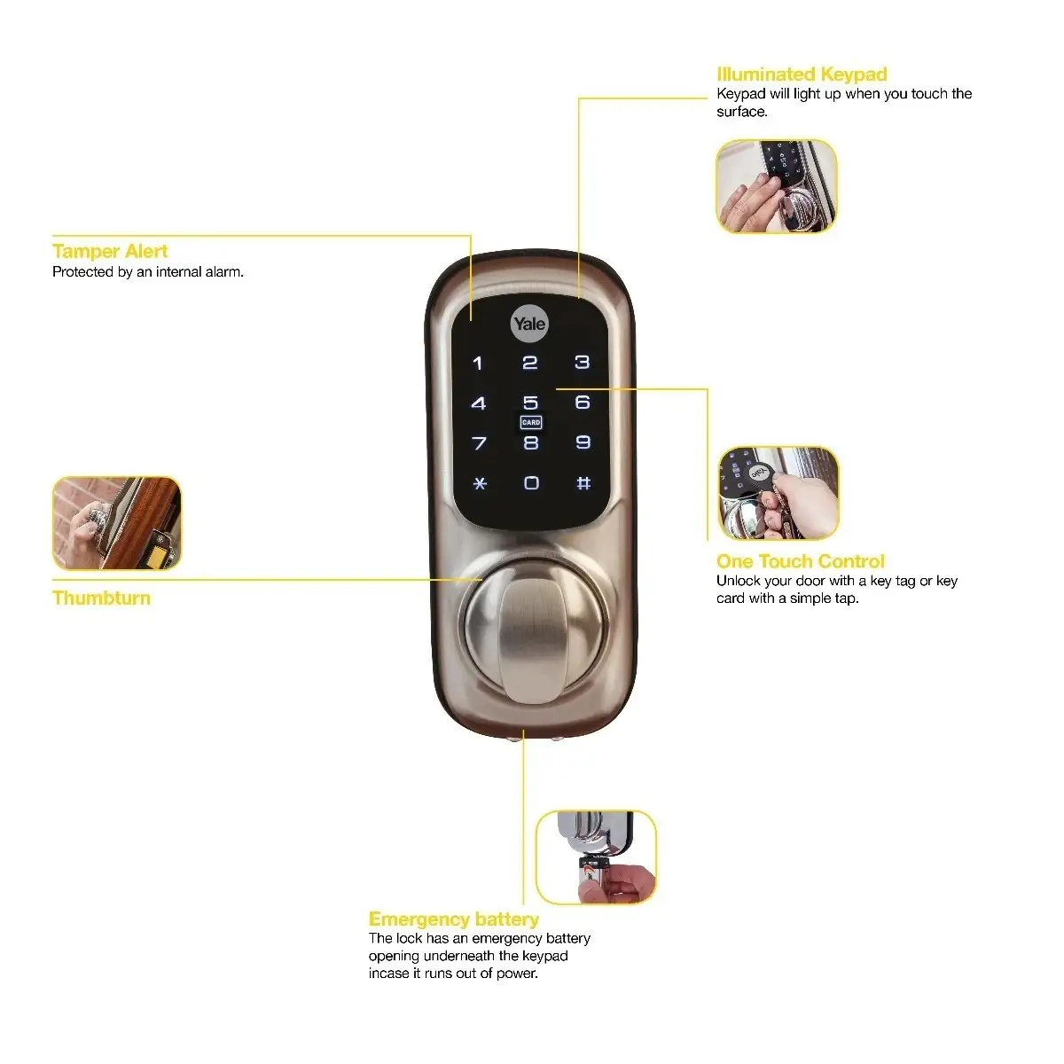 Yale Keyless Connected Smart Door Lock, No Key Needed, Satin Nickel, Keypad Pin - image 7 | Free standard UK delivery included | Discount Quality Products