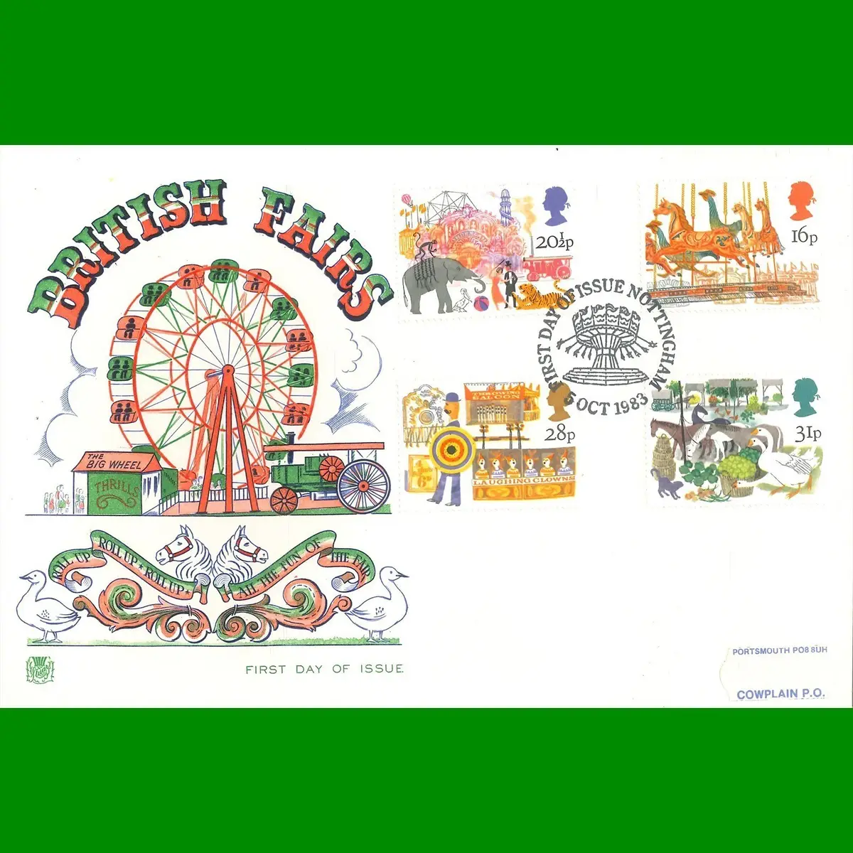 FDC British Fairs, Big Wheel, Commemorative Stamps First Day Cover, 5.10.1983