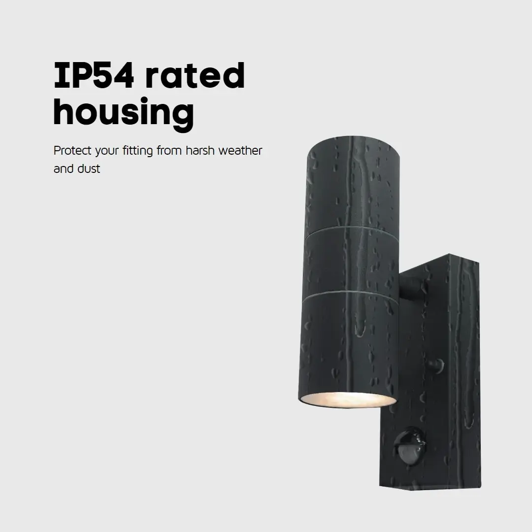 Black GU10 LED IP54 Up Down Outdoor Garden PIR Motion Sensor Security Wall Light - image 6 | Free standard UK delivery included | Discount Quality Products