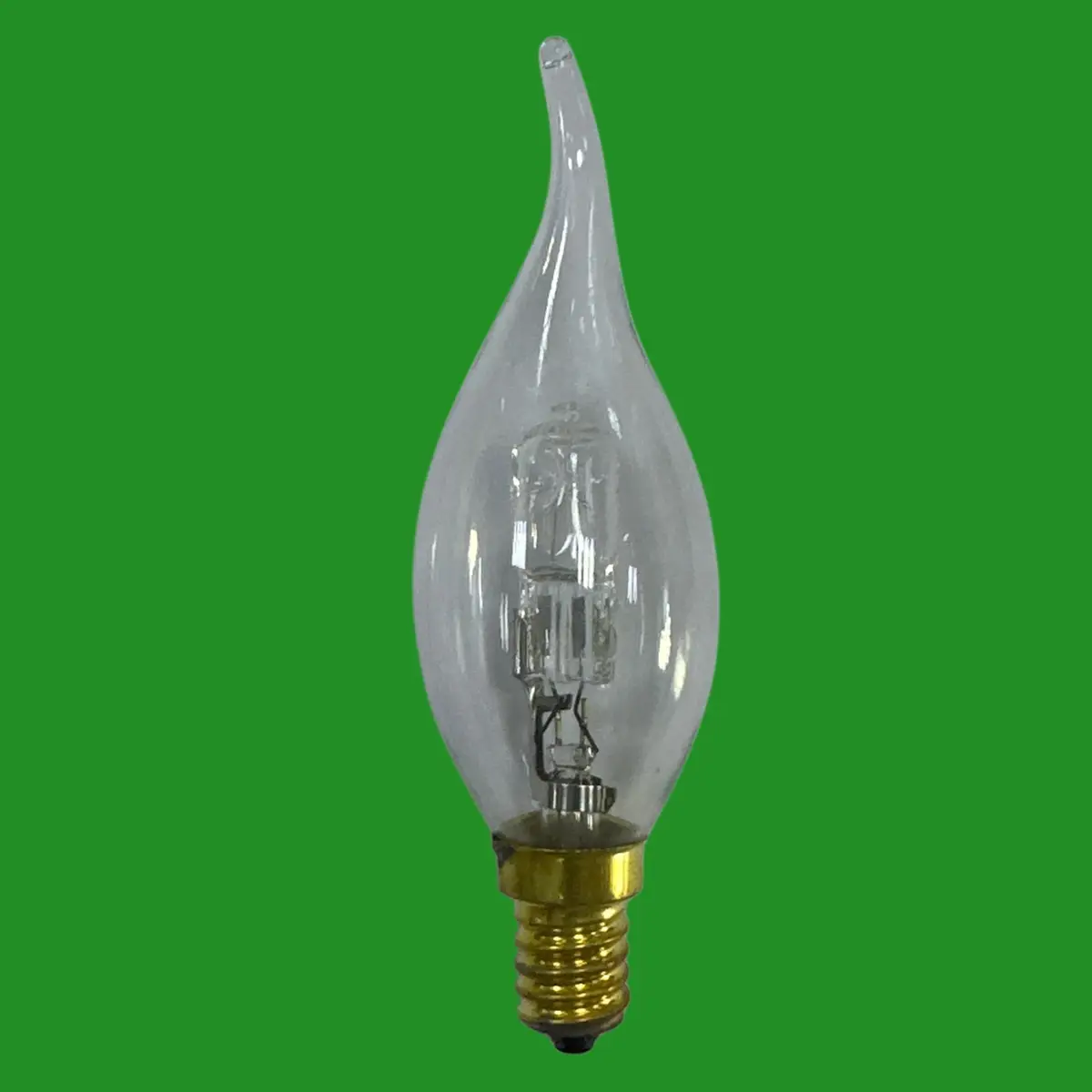2x 18W Halogen Clear Bent Tip Flame Candle Dimmable Light Bulb SES E14 C35 Lamps