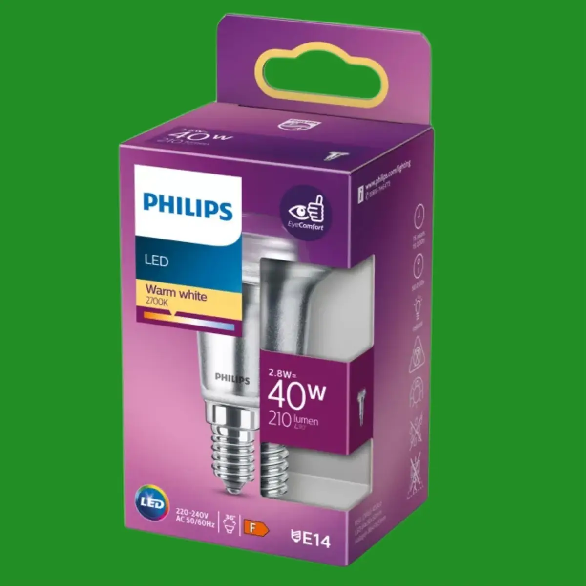 2.8W (=40W) Philips R50 Spotlight LED Light Bulb E14 SES Small Screw 2700K Lamp