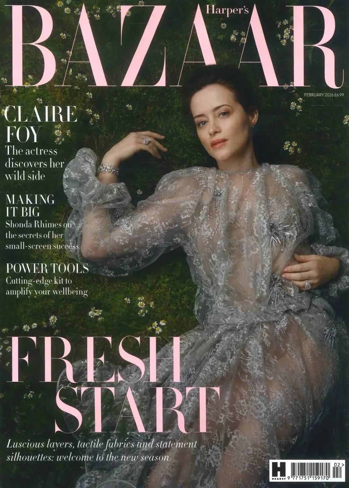 Harper's Bazaar Magazine: Claire Foy, Shonda Rhimes, Giorgio Guidotti, Feb 2026