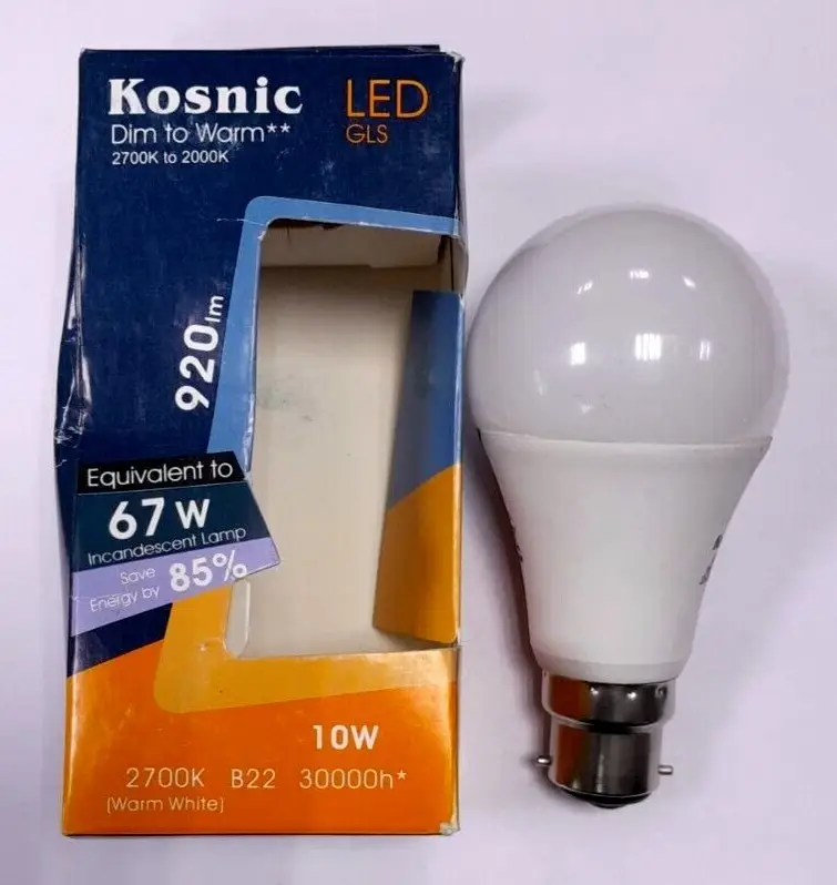 1x 10W (=67W) Kosnic GLS BC B22 LED Light Bulb Lamp, 2700K 920Lm