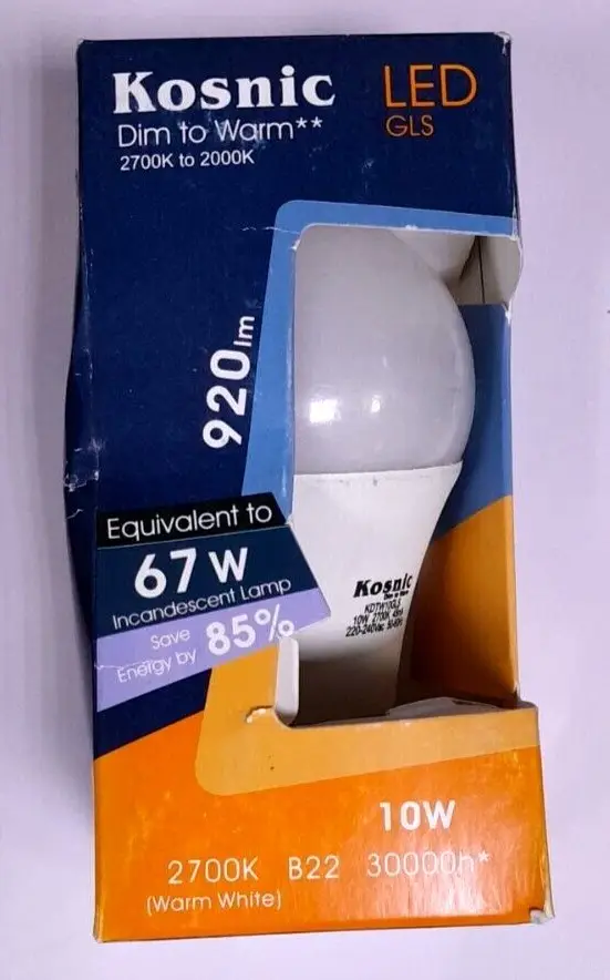 1x 10W (=67W) Kosnic GLS BC B22 LED Light Bulb Lamp, 2700K 920Lm - image 2 | Free standard UK delivery included | Discount Quality Products
