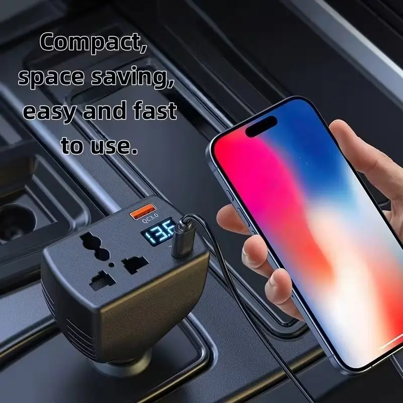 Car Power Inverter 12V/24V to 110V-220V Portable Converter Charger USB & Type-C - image 2 | Free standard UK delivery included | Discount Quality Products