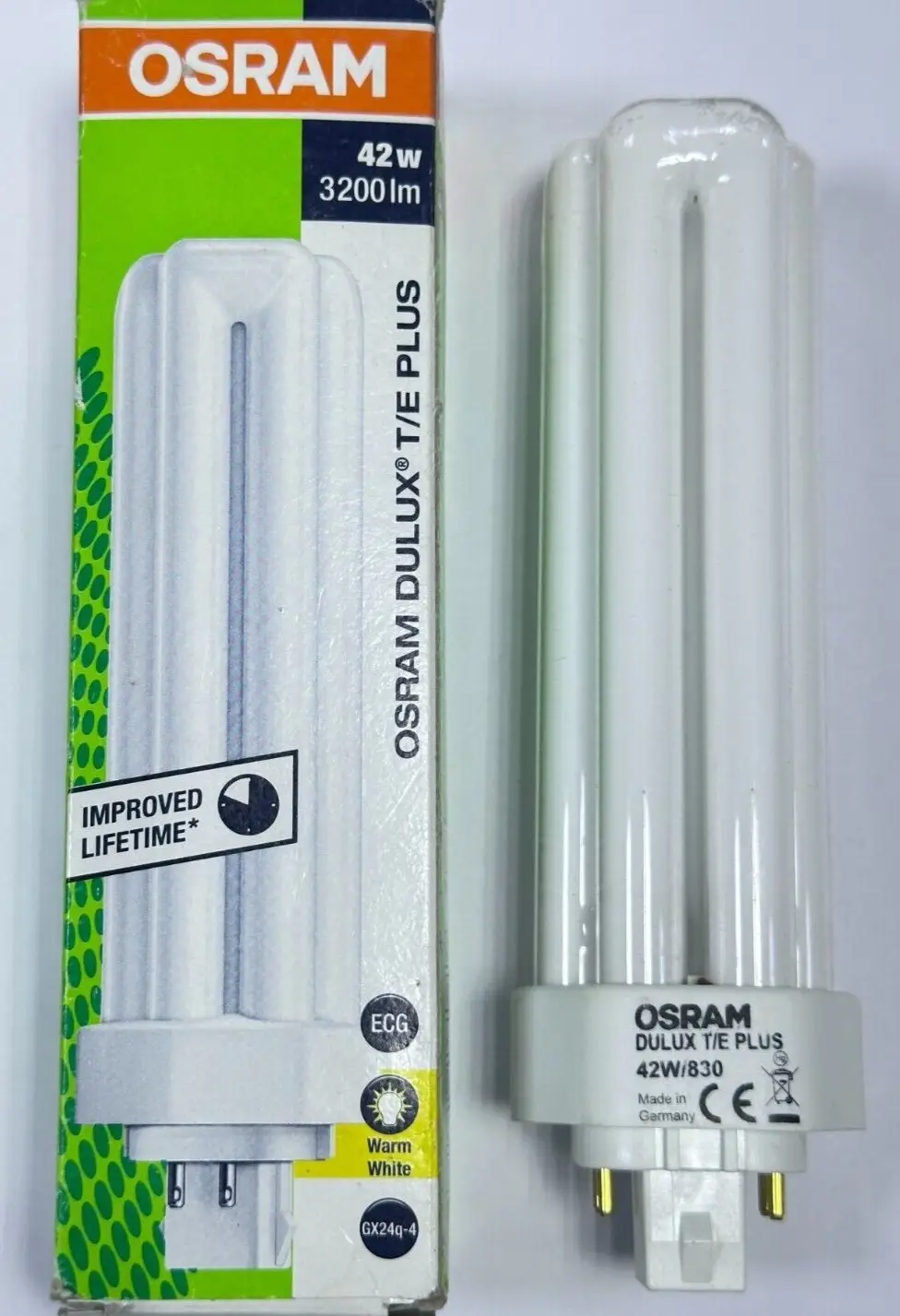 1x 42W OSRAM DImmable GX24Q-4 4 pin CFL Low Energy 3000K 830 Light Bulb Lamp