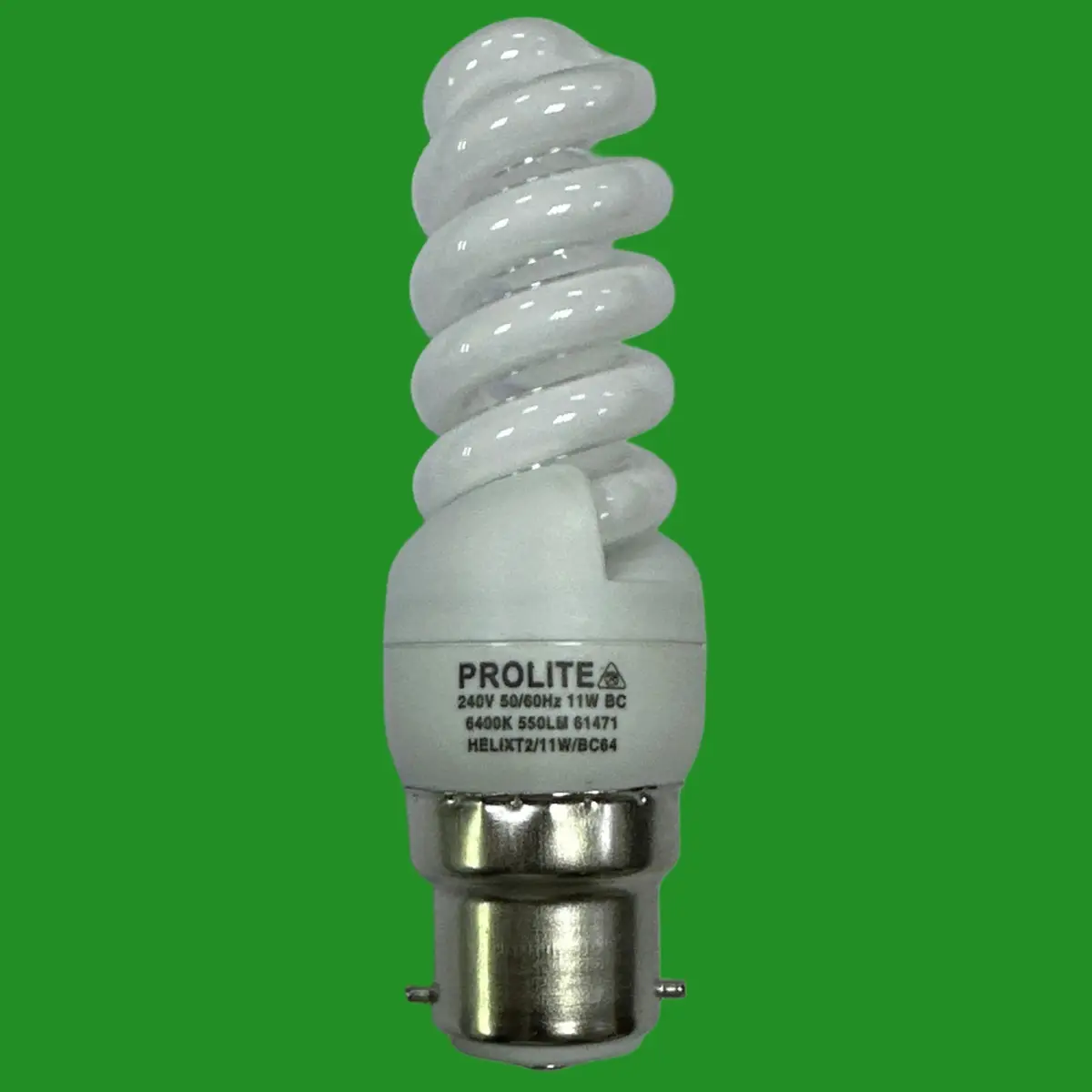 2x 11W (=50W) Prolite CFL Spiral Light Bulb, Bayonet BC B22, 6400K Daylight Lamp - image 2 | Free standard UK delivery included | Discount Quality Products
