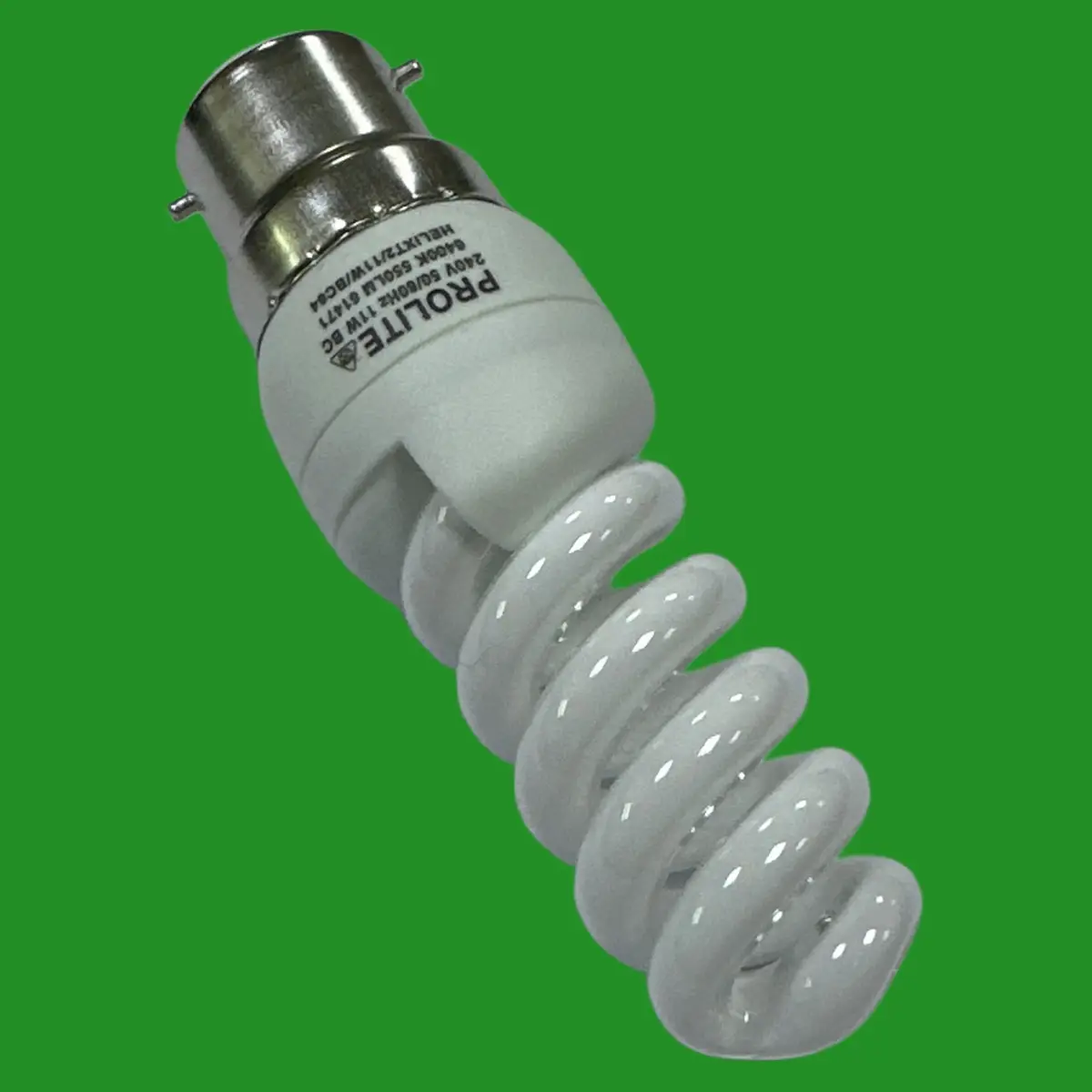2x 11W (=50W) Prolite CFL Spiral Light Bulb, Bayonet BC B22, 6400K Daylight Lamp - image 3 | Free standard UK delivery included | Discount Quality Products
