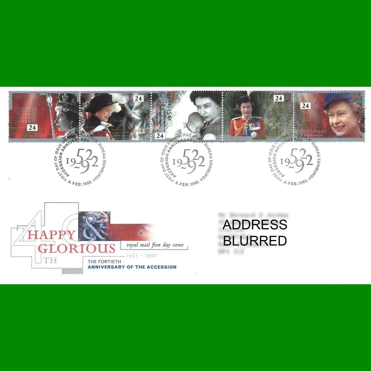 FDC Queens 40th Anniversary of Accession Royal Mail First Day Cover, 6.2.1992