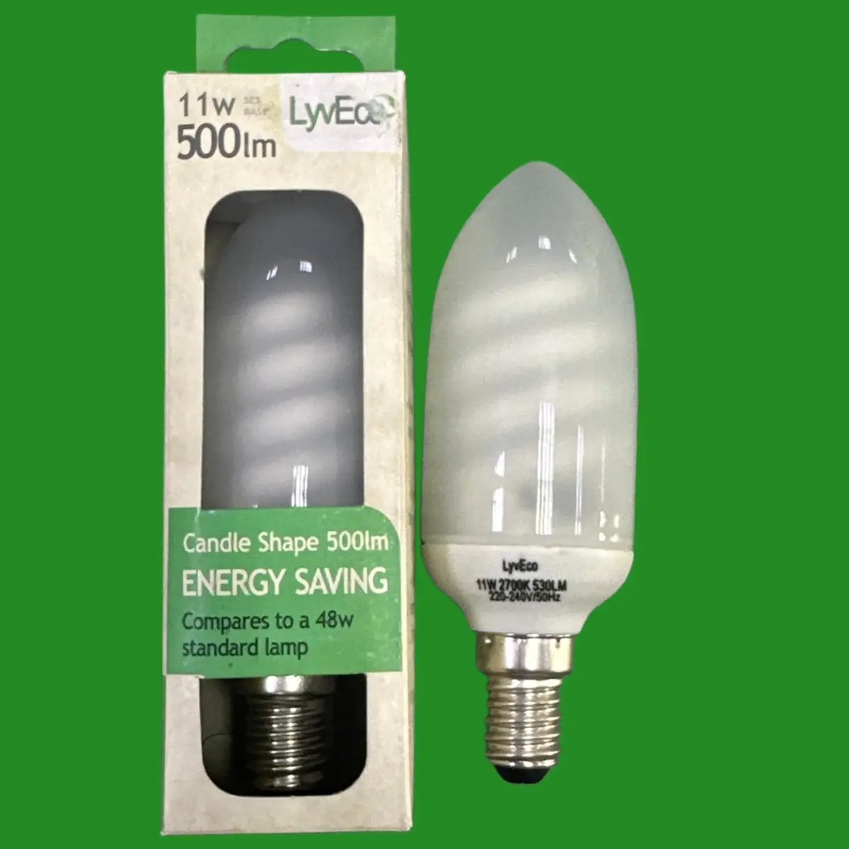 11W (=48W) CFL Candle Light Bulb Low Energy Power Saving SES E14 Small Screw