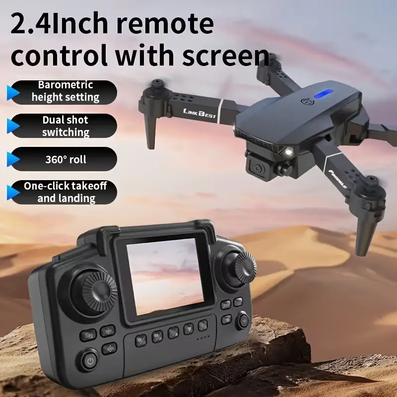 E88 Nova RC Drone with Screen Dual Camera 360° Stunt Flight, Optical Flow Hover