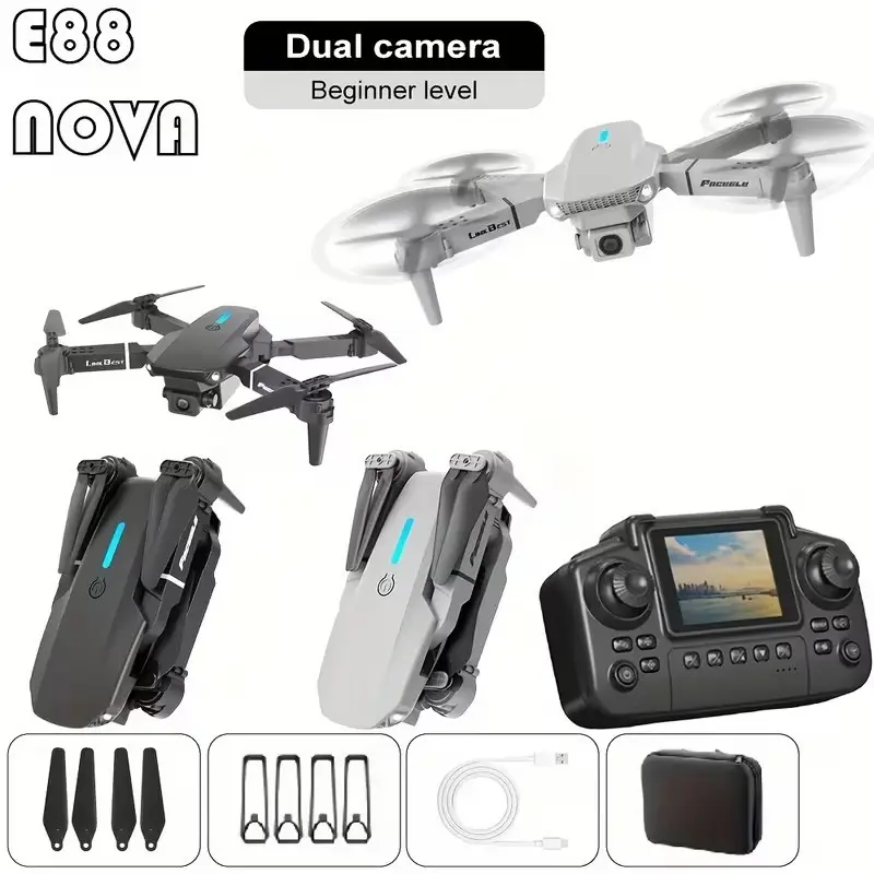 E88 Nova RC Drone with Screen Dual Camera 360° Stunt Flight, Optical Flow Hover - image 3 | Free standard UK delivery included | Discount Quality Products