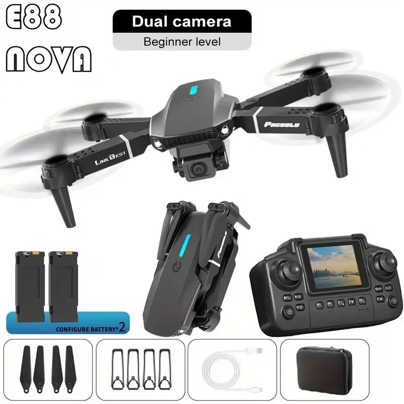 E88 Nova RC Drone with Screen Dual Camera 360° Stunt Flight, Optical Flow Hover - image 9 | Free standard UK delivery included | Discount Quality Products