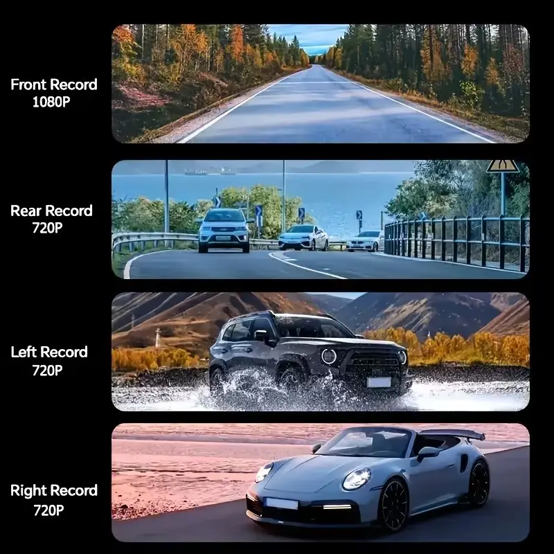 360° 4-Channel Dash Cam 1080P Front & Left/Right/Rear 720P Cameras, Parking Mode - image 3 | Free standard UK delivery included | Discount Quality Products