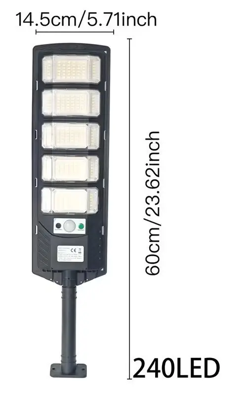 240 LED Solar PIR Motion Sensor Street Light IP65 Outdoor Lamp for Garden, Yard - image 4 | Free standard UK delivery included | Discount Quality Products