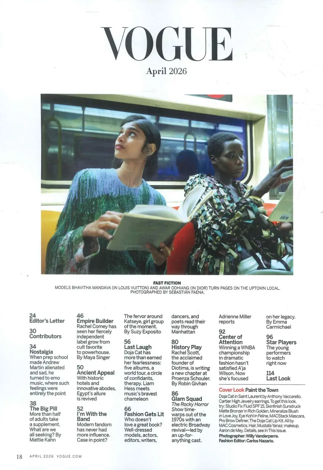 Vogue USA Magazine: Doja Cat, A'ja Wilson, Chase Infiniti, Fashion, April 2026 - image 3 | Free standard UK delivery included | Discount Quality Products