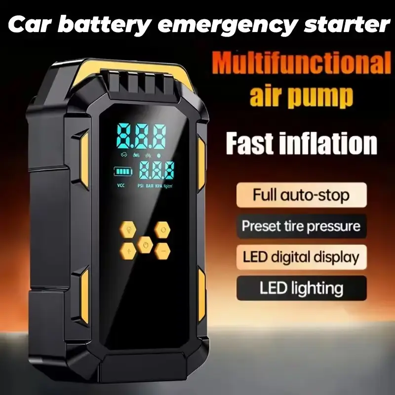 Heavy-Duty Portable Jump Starter &amp; Air Compressor 150 PSI Digital Gauge LED SOS