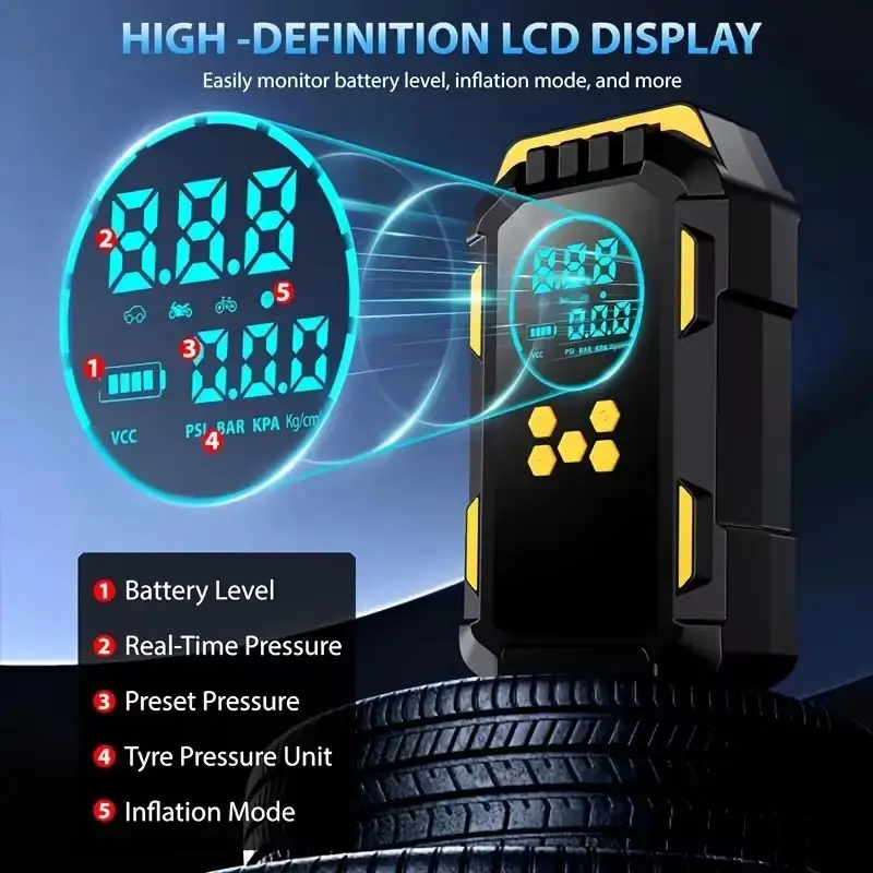 Heavy-Duty Portable Jump Starter & Air Compressor 150 PSI Digital Gauge LED SOS - image 8 | Free standard UK delivery included | Discount Quality Products