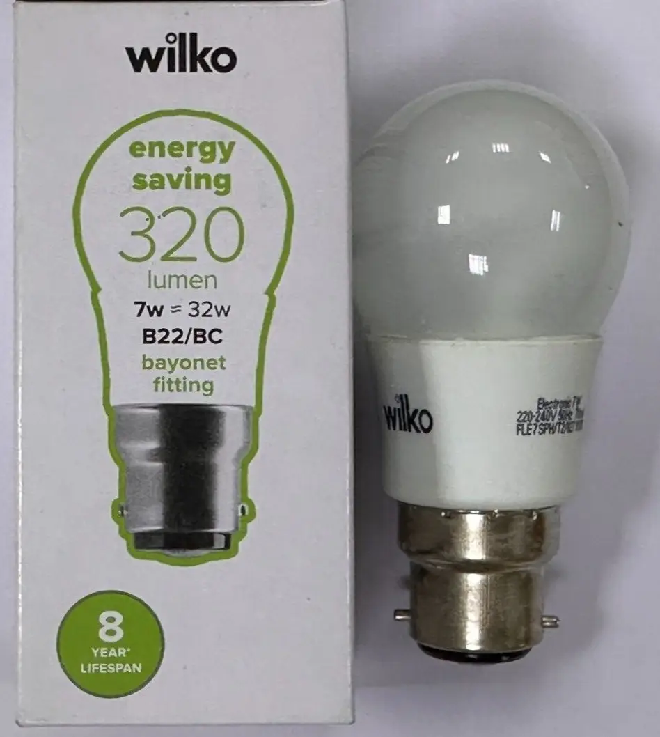 1x 7W (=32W) Low Energy Power Saving CFL Mini Globe Golf Light Bulbs BC B22 Lamp
