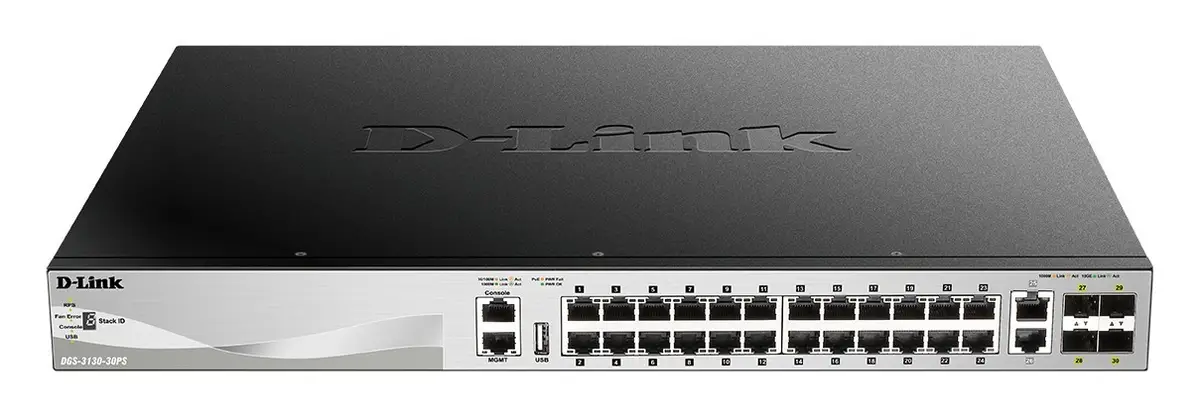 D-Link DGS-3130-30PS 30-Port Layer 3 Stackable Managed PoE Switch 10G Uplink SPF