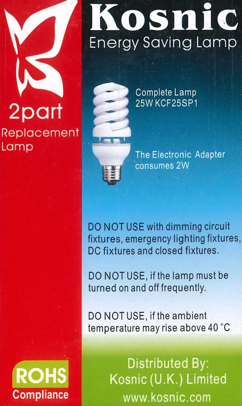 23W =120W Kosnic 2 Part Replacement CFL Spiral Low Energy Light Bulb 2700K Lamp - image 8 | Free standard UK delivery included | Discount Quality Products