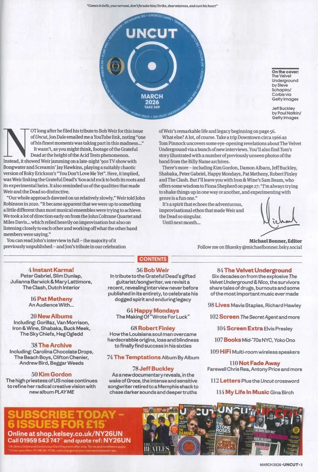 Uncut Magazine: Free CD, Velvet Underground, Jeff Buckley, Bob Weir, March 2026 - image 3 | Free standard UK delivery included | Discount Quality Products