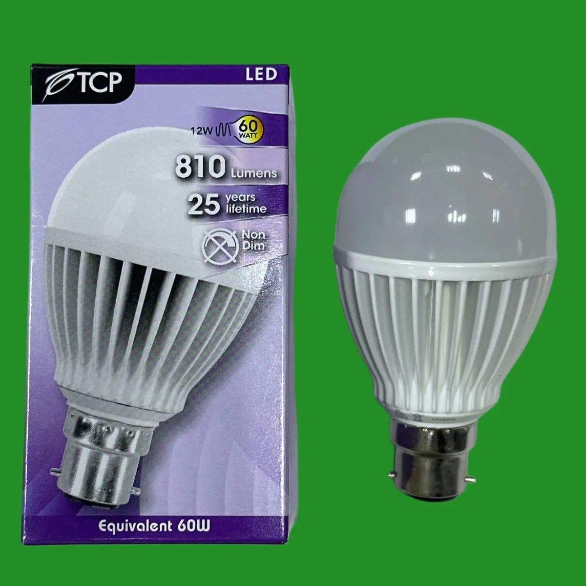 2x 12W (=60W) TCP LED GLS Light Bulbs 3000K Warm White Bayonet Cap B22 Lamps