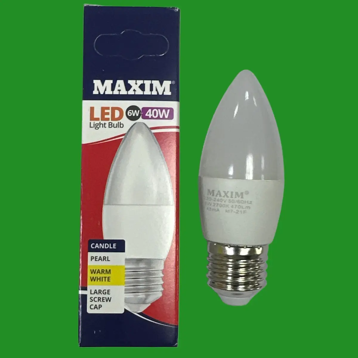 9x 6W (=40W) LED Pearl Candle Light Bulbs ES E27 Edison Screw 2700K Warm White