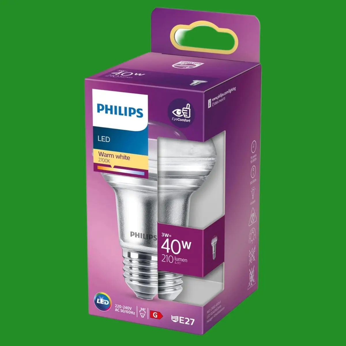 3W (=40W) Philips R63 Reflector Spotlight LED Light Bulb ES E27 Edison Screw