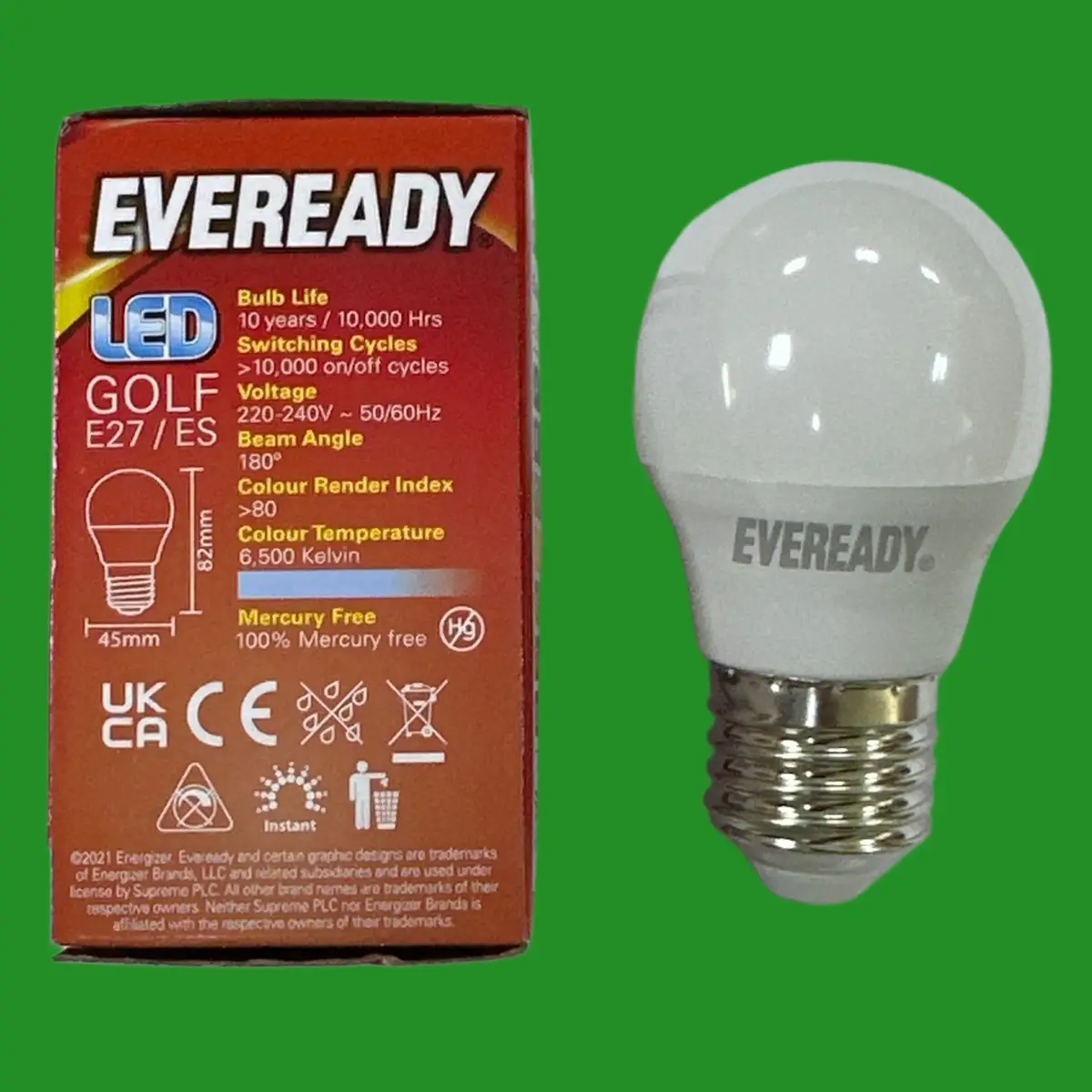 4x 4.9W =40W Eveready LED Golf Round G45 Light Bulbs ES E27 Screw 6500K Daylight - image 2 | Free standard UK delivery included | Discount Quality Products