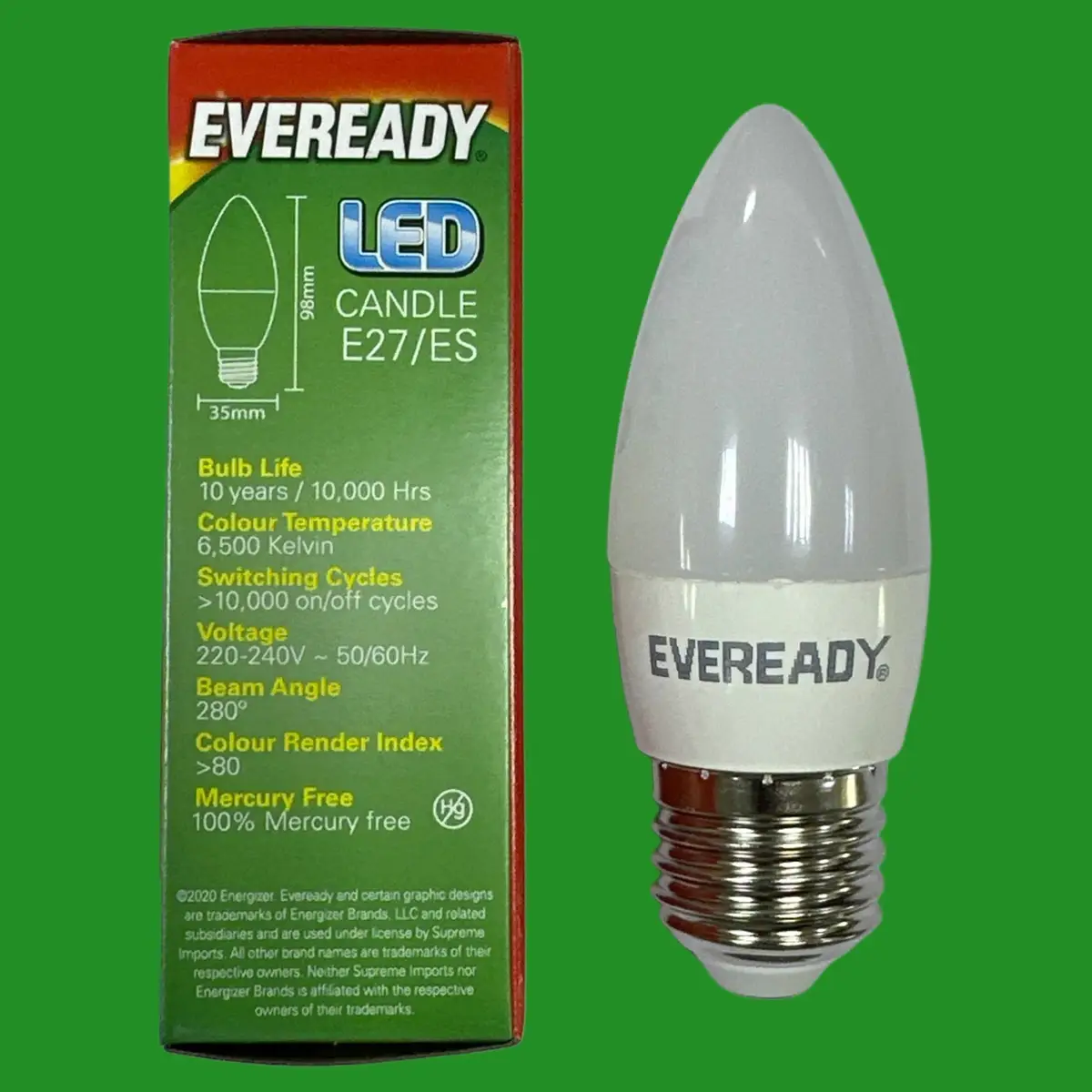 5x 5.2W (=40W) EVEREADY LED Candle Light Bulb ES E27 Edison Screw 6500K Daylight - image 2 | Free standard UK delivery included | Discount Quality Products