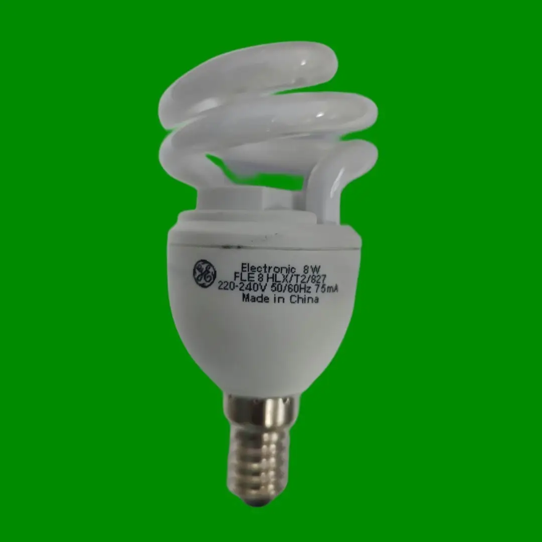 1x 8W (=42W) GE CFL Spiral Light Bulb E14 SES Low Energy Power Saving 2700K - image 3 | Free standard UK delivery included | Discount Quality Products