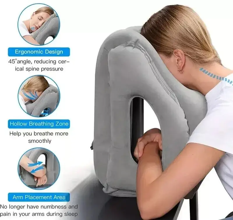 Travel Pillow Portable Head Neck &amp; Lumbar Rest Inflatable Pillow For Airplane