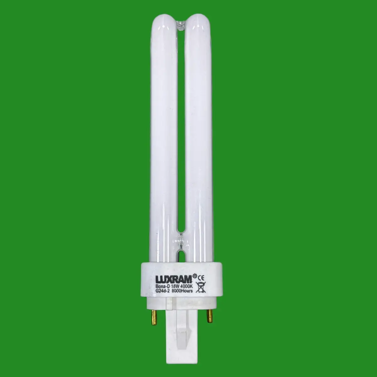 1x 18W LUXRAM G24d-2, 2 pin, Low Energy CFL Light Bulb 4000K Cool White PL Lamp - image 2 | Free standard UK delivery included | Discount Quality Products