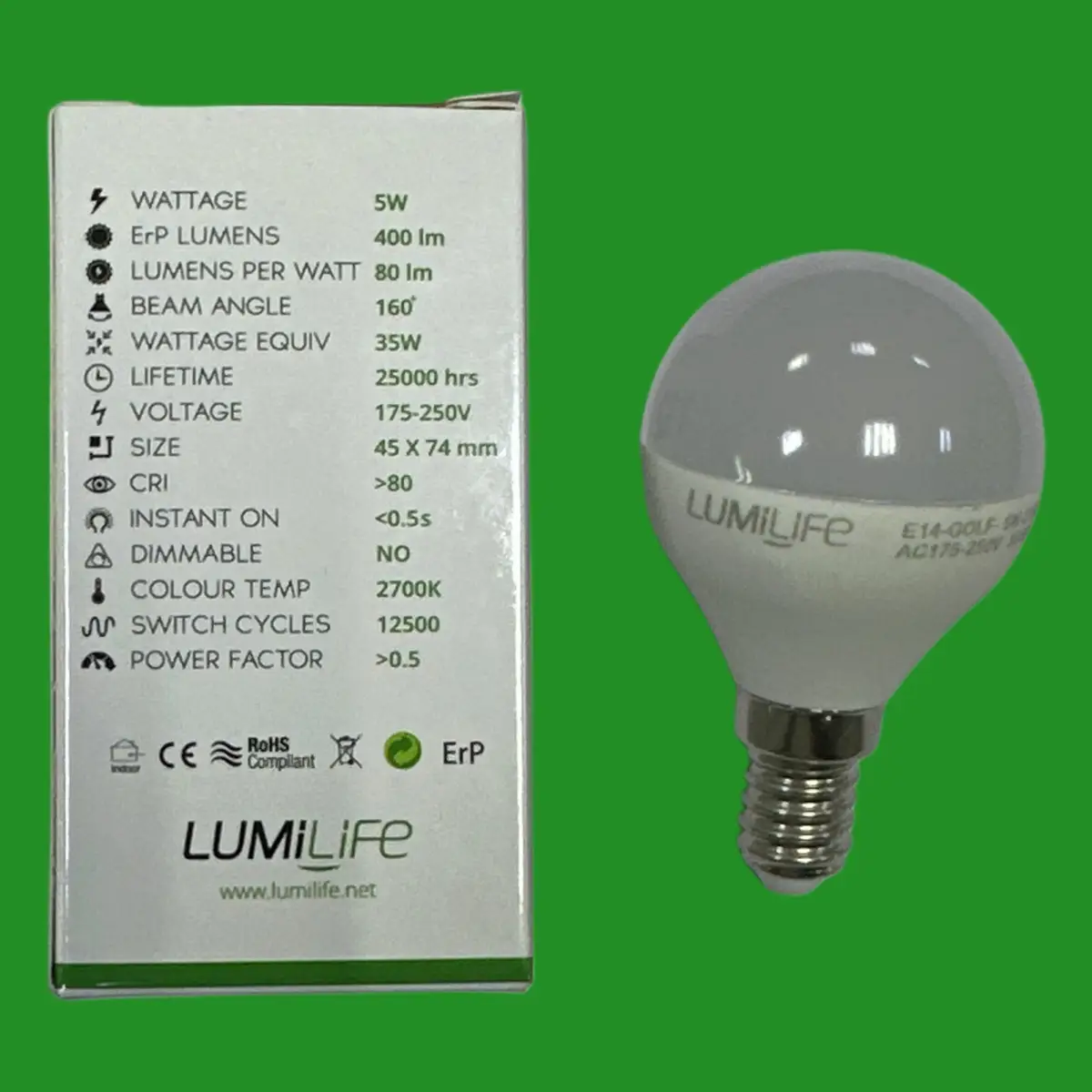 7x 5W (=35W) LumiLife LED Round Golf Light Bulbs 2700K SES E14 Small Screw Lamps - image 2 | Free standard UK delivery included | Discount Quality Products