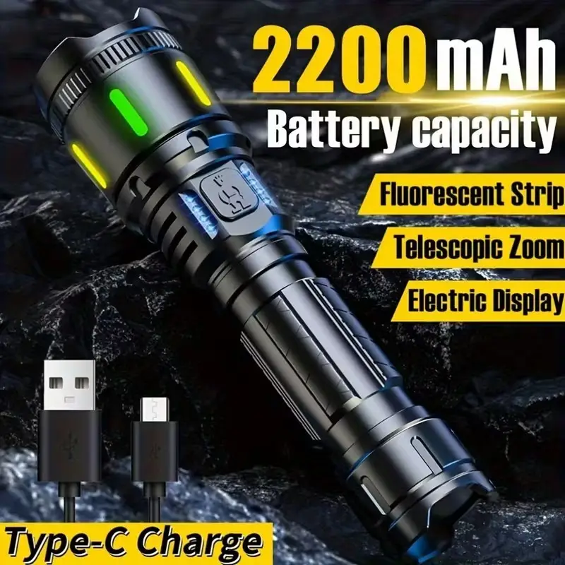 Rechargeable LED Tactical Flashlight High Lumens Zoom Torch 4 Power Modes IP65 - image 2 | Free standard UK delivery included | Discount Quality Products