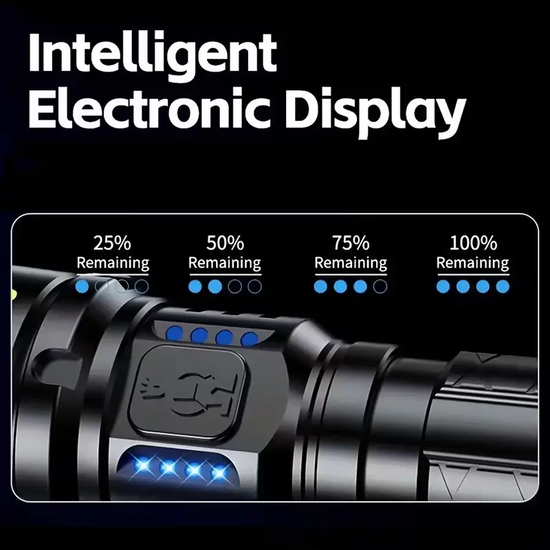 Rechargeable LED Tactical Flashlight High Lumens Zoom Torch 4 Power Modes IP65 - image 3 | Free standard UK delivery included | Discount Quality Products