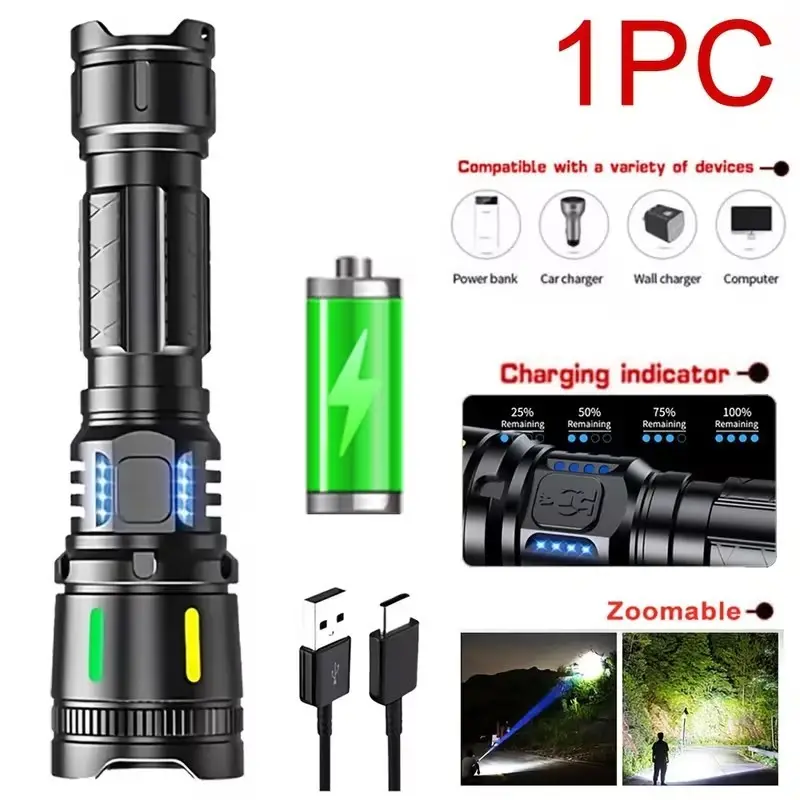 Rechargeable LED Tactical Flashlight High Lumens Zoom Torch 4 Power Modes IP65 - image 7 | Free standard UK delivery included | Discount Quality Products